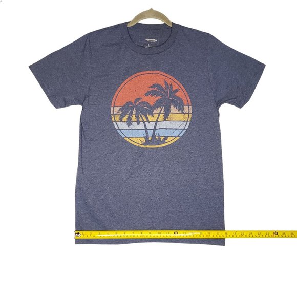 Sonoma Good for Life Vibes Hawaiian Tropical Print T-Shirt Blue Mens Size Small - Picture 4 of 10